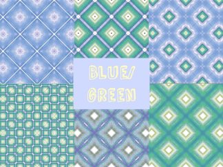 PRINTABLE Blue/Green Digital Paper Pack Scrapbook Paper Set of 6 Sheets