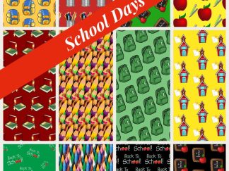 PRINTABLE School Days Digital Paper Pack Scrapbook Paper Set of 12 Sheets