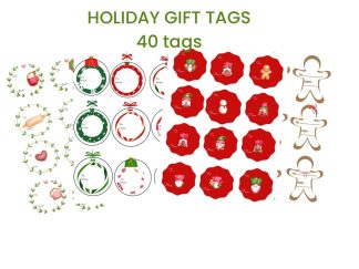 PRINTABLE Digital Gift Tags 40 Holiday To/From