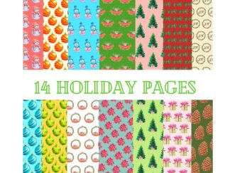 PRINTABLE 14 Holiday Pages Digital Paper Pack Scrapbook Paper Set of 12 Sheets