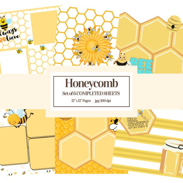 PRINTABLE "Honeycomb " - 6 completed scrapbook pages